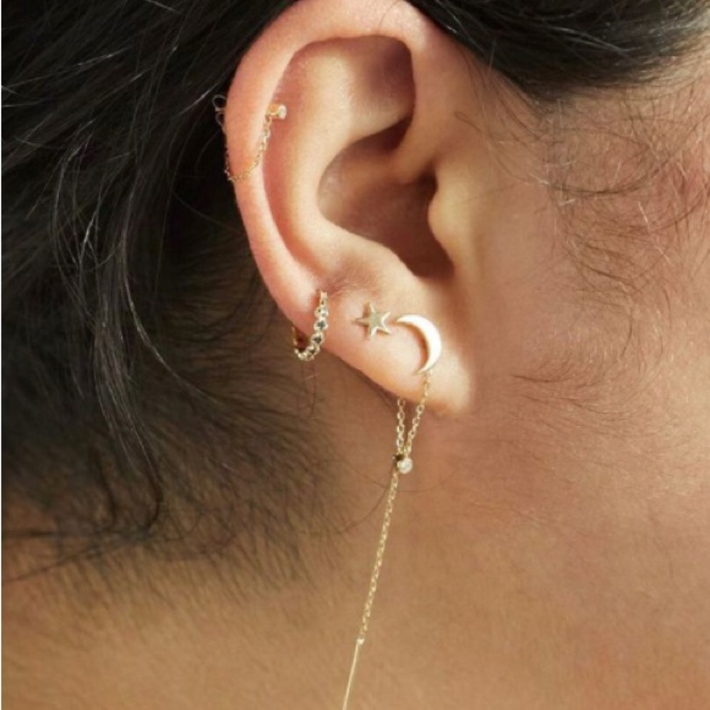 Catbird | 14k Gold Moon and Star Stud Earrings